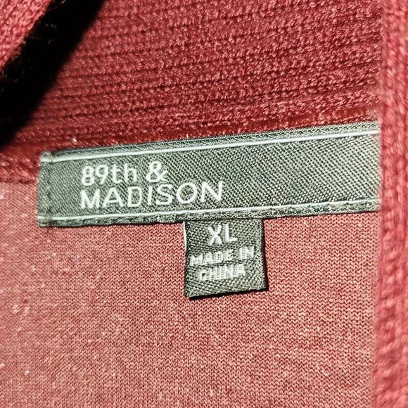 Women's 89th and Madison Open Front Waterfall Cardigan Burgundy - Picture 4 of 8